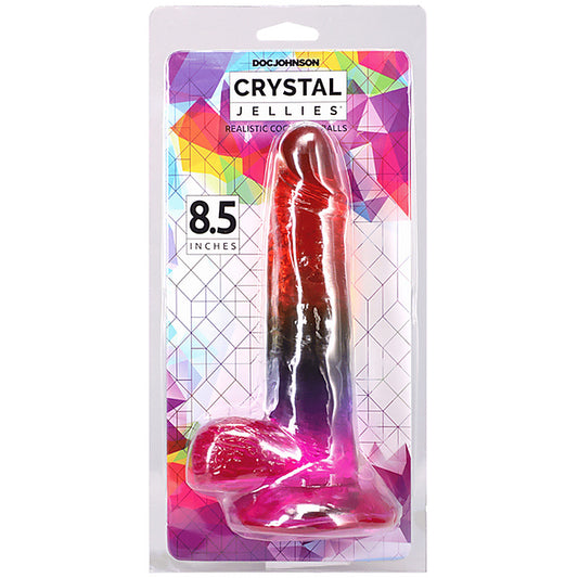 Doc Johnson Crystal Jellies Realistic Cock with Balls Rainbow