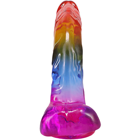 Crystal Jellies Realistic Cock with Balls Rainbow - Realistic Dildos