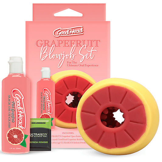 Doc Johnson Grapefruit Blowjob Stroker Set (Yellow, Pink)