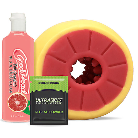 Doc Johnson Grapefruit Blowjob Stroker Set (Yellow, Pink)