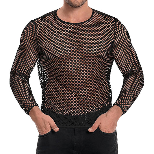 Love in Leather Mens Mesh Long Sleeve Shirt Black