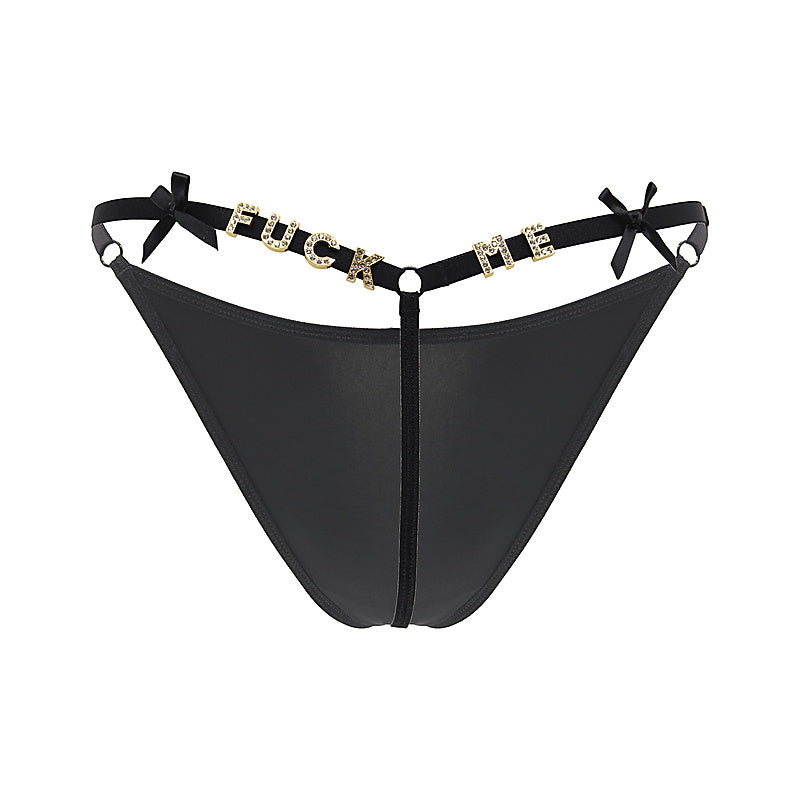 Fuck Me Printed G String Panty by Love In Leather - G-Strings, Panties and Shorts