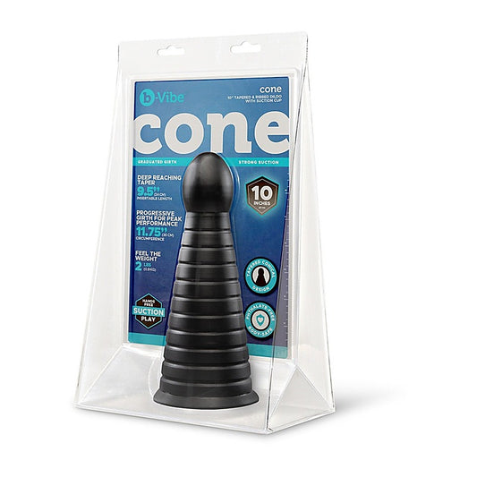 Cone 10 Inch Tapered & Ribbed Suction Cup Dildo by B-Vibe