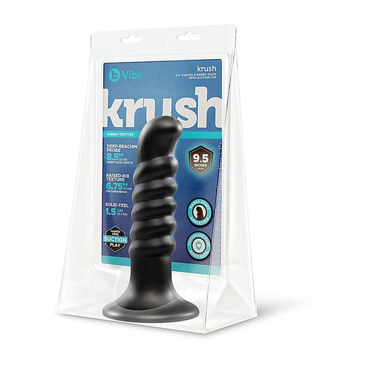 Krush 9.5 Inch Curved & Ribbed Suction Cup Dildo by B-Vibe
