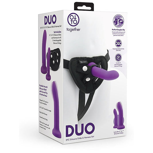 Duo 2Pc Silicone Dildo & Harness Set by Together