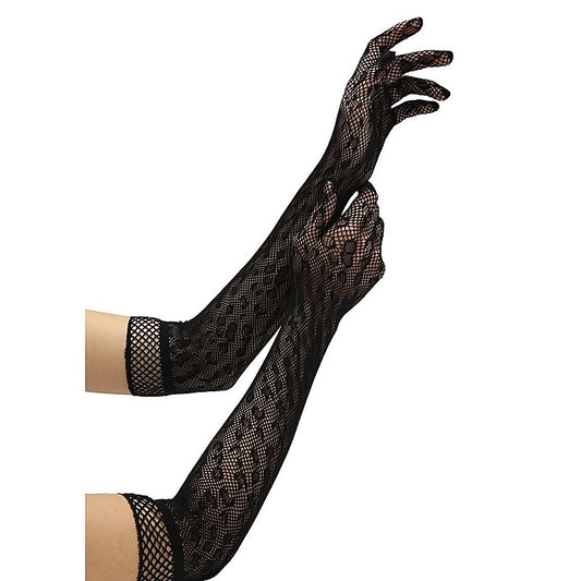 Baci Leopard Lace Opera Glove - Wigs and Gloves