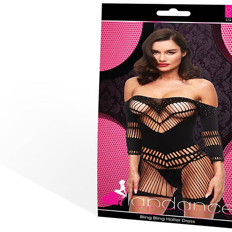 Lapdance Lingerie Bling Bling Womens Halter Dress - Body Stockings