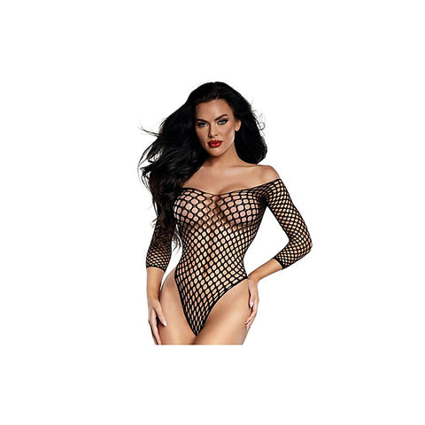 Fishnet Off The Shoulder Bodysuit OS by Dream Girl Lingerie