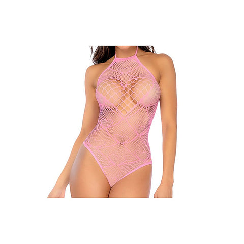 Heart Pattern Fishnet Bodysuit OS by Mapale