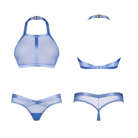 Shaderi Top and Thong 2 Pc Set Blue by Obsessive Lingerie - Bras and Bra Sets