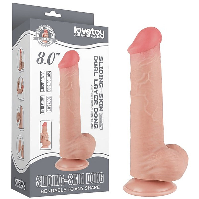 8 Inch Sliding Skin Flexible Realistic Dong by Lovetoy - Realistic Dildos