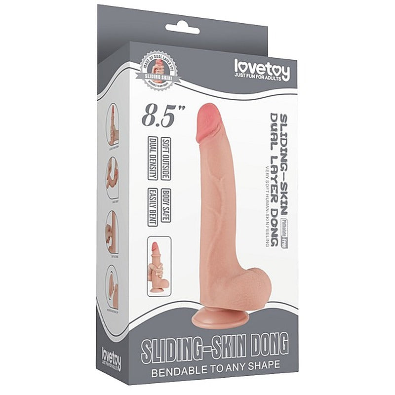 8.5 Inch Sliding Skin Dual Density Dong by Lovetoy - Realistic Dildos