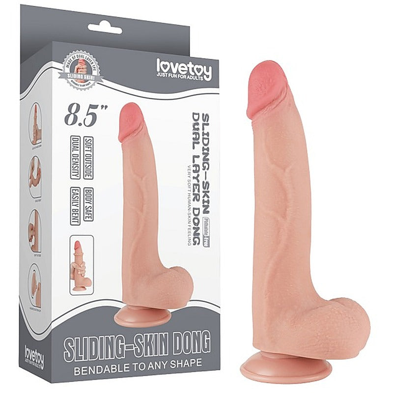 8.5 Inch Sliding Skin Dual Density Dong by Lovetoy - Realistic Dildos