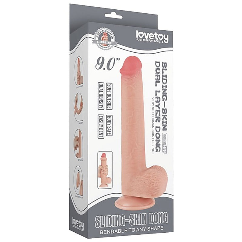 9 Inch Sliding Skin Realistic TPE Dong by Lovetoy - Realistic Dildos