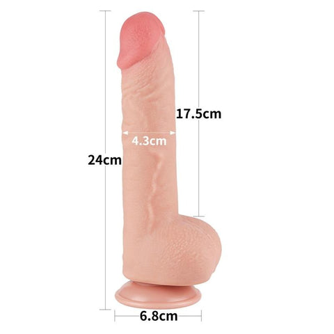 9.5 Inch Sliding Skin Thick Dual Layer Dong by Lovetoy - Realistic Dildos