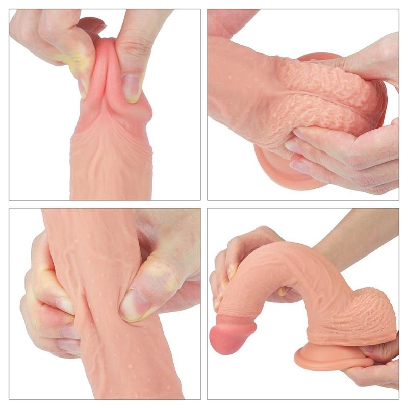 8.5 Inch Dual Layer Textured Silicone Cock by Lovetoy - Realistic Dildos
