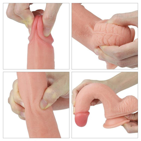 8 Inch Dual Layer Veined Silicone Cock by Lovetoy - Realistic Dildos