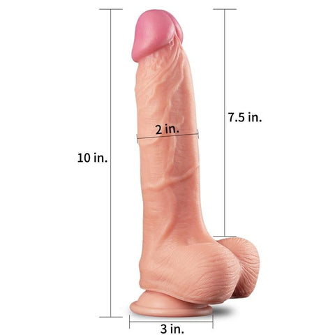 10 Inch Dual Layer King Size Silicone Dildo by Lovetoy - Realistic Dildos