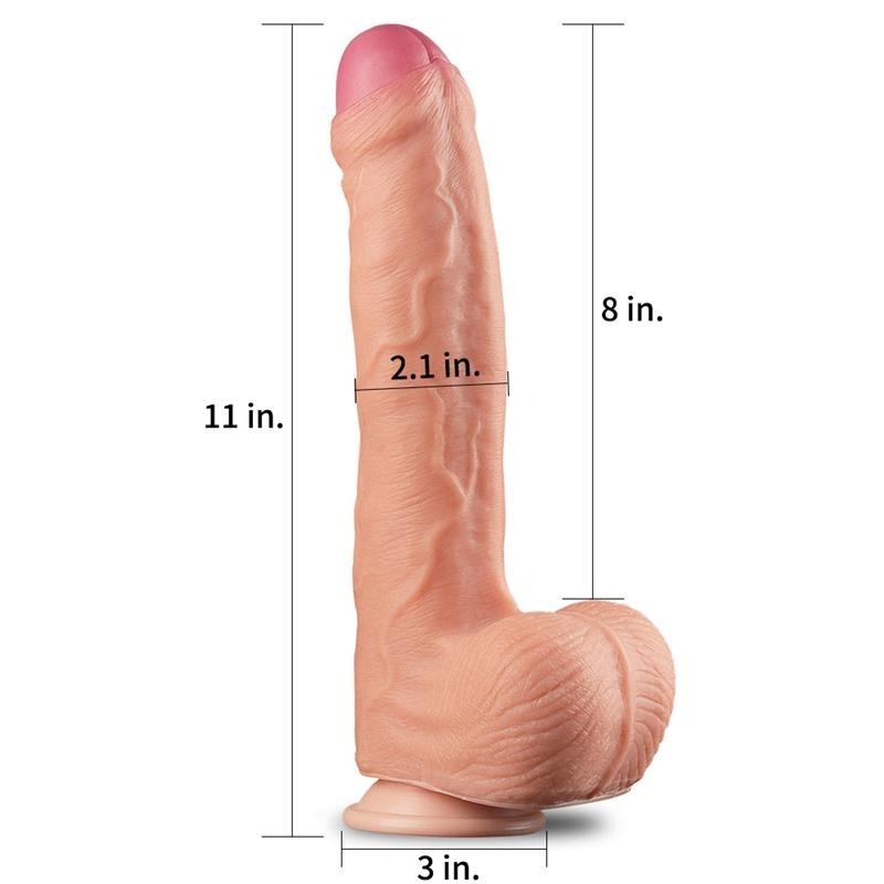 11 Inch Dual Layer Textured Silicone Cock by Lovetoy - Realistic Dildos