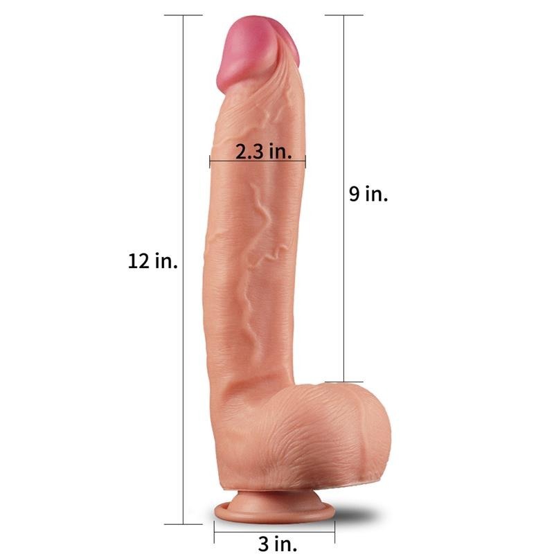 12 Inch Dual Layer Platinum Silicone Dildo by Lovetoy - Realistic Dildos