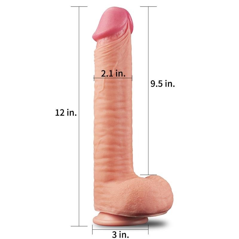 12 Inch Dual Layer Harness Compatible Cock by Lovetoy - Realistic Dildos