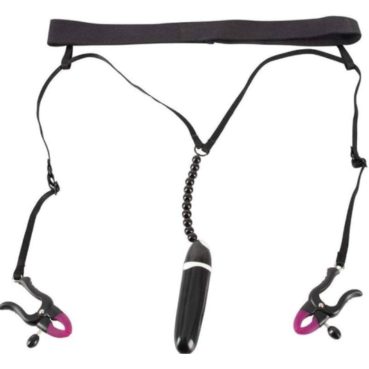 Bad Kitty Spreader String with Vibrator by Orion - Nipple and Clit Clamps