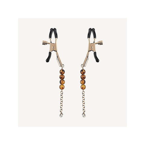 Sportsheets Amber Beaded Nipple Clamps - Nipple and Clit Clamps