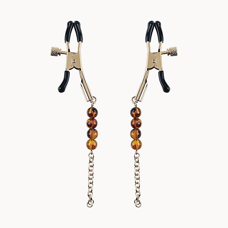 Sportsheets Amber Beaded Nipple Clamps - Nipple and Clit Clamps