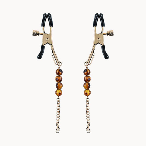 Sportsheets Amber Beaded Nipple Clamps - Nipple and Clit Clamps