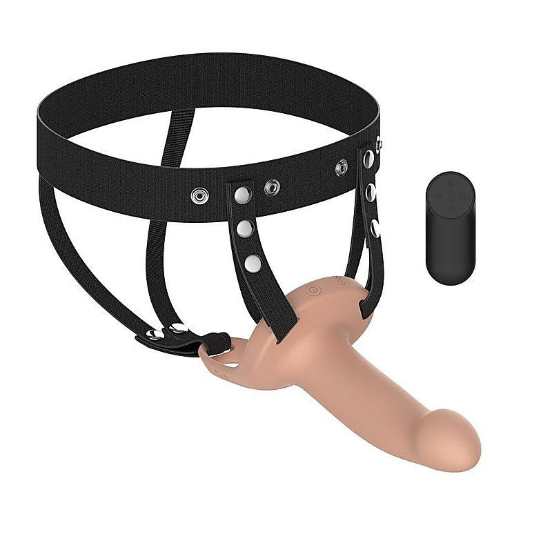 Vibrating Smooth Hollow Strap-On by Passion Play - Strap On Sextoys