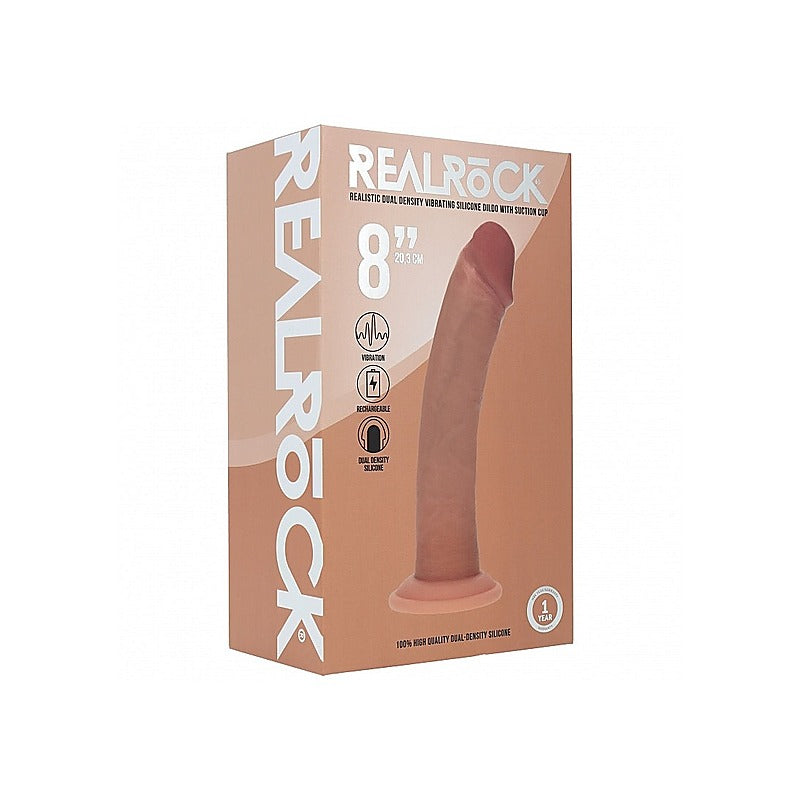 REALROCK 8in Dual Density Vibrating Dildo by Shots Toys - Vibrating Dildos