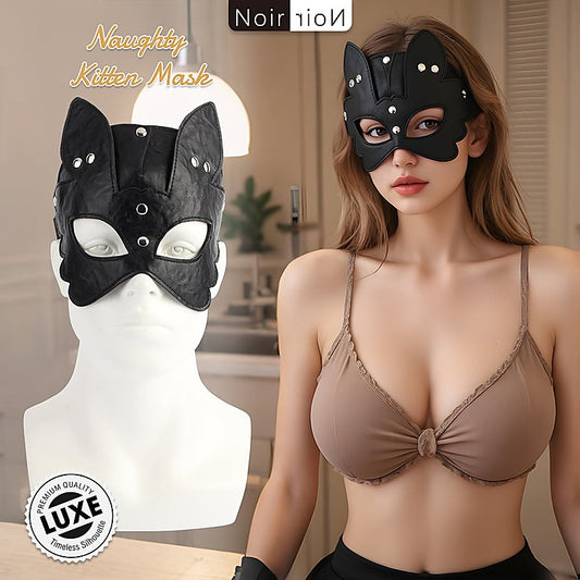 Naughty Kitten Faux Leather Mask by Chisa - Masks And Blindfolds