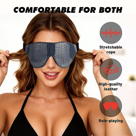 Go Black Navy Snakeskin Faux Leather Blindfold by Chisa - Masks And Blindfolds
