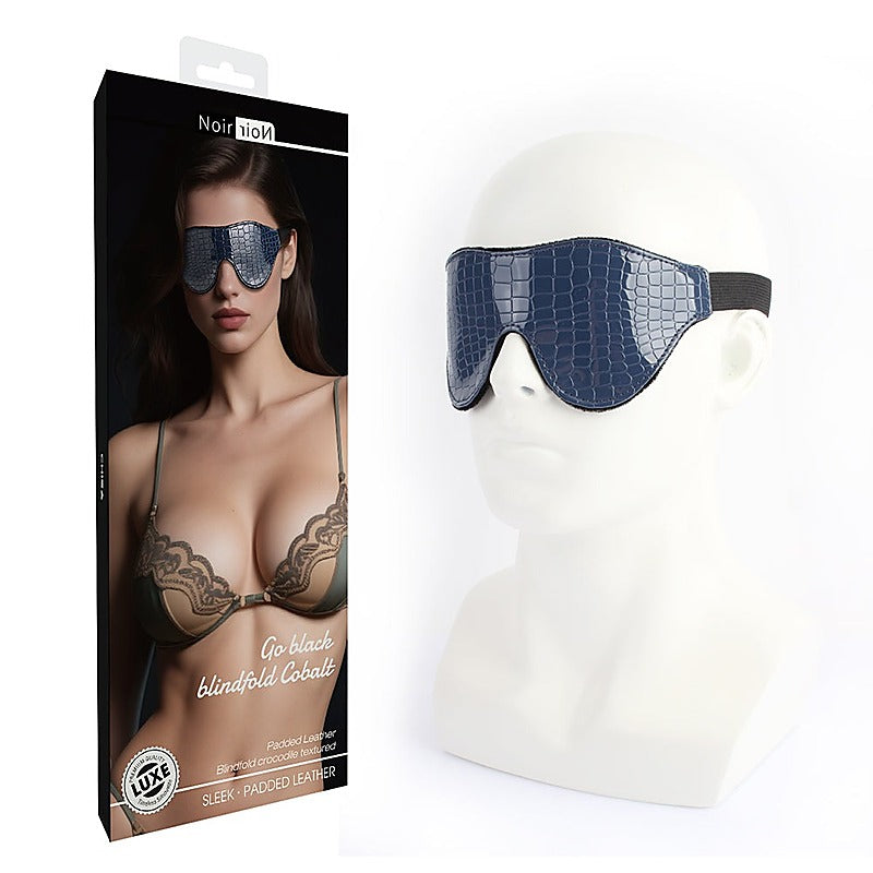 Go Black Navy Snakeskin Faux Leather Blindfold by Chisa - Masks And Blindfolds