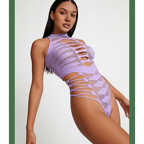 Strappy Rhinestone Sleeveless Bodysuit by Love In Leather