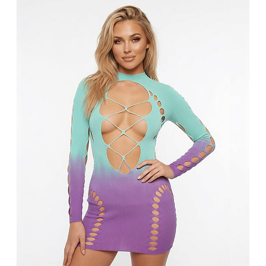 Sweet Tooth Grape Bubblegum Ombré Dress by Love In Leather - Fancy Dress Ups