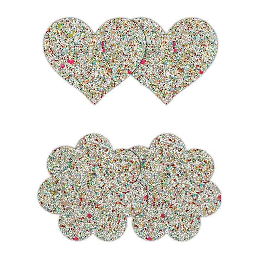 Pretty Pasties Heart and Flower Glow by NS Novelties - Breast and Nipple Toys