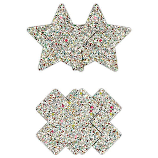 Pretty Pasties Star and Cross Glow by NS Novelties - Breast and Nipple Toys