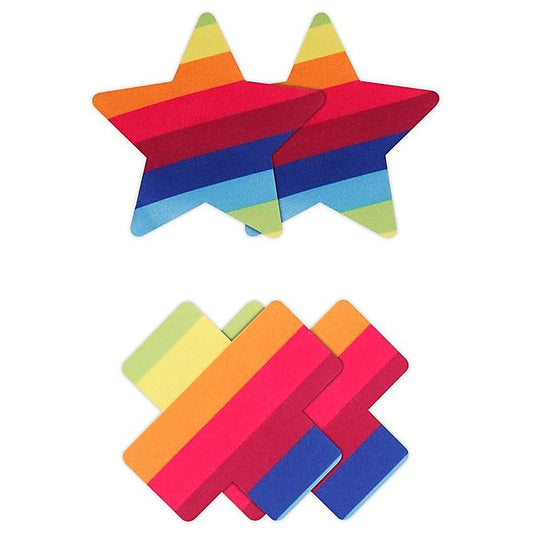 Pretty Pasties Pride Cross and Star Rainbow by NS Novelties - Breast and Nipple Toys