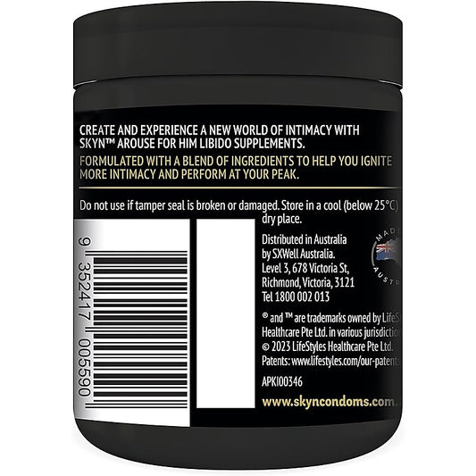 SKYN Arouse For Him Libido Supplements 60 Tablets - Delay and Excite Sprays