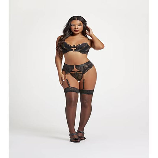 Seven Til Midnight Unchained Love Three Piece Bra Set Black - Bras and Bra Sets