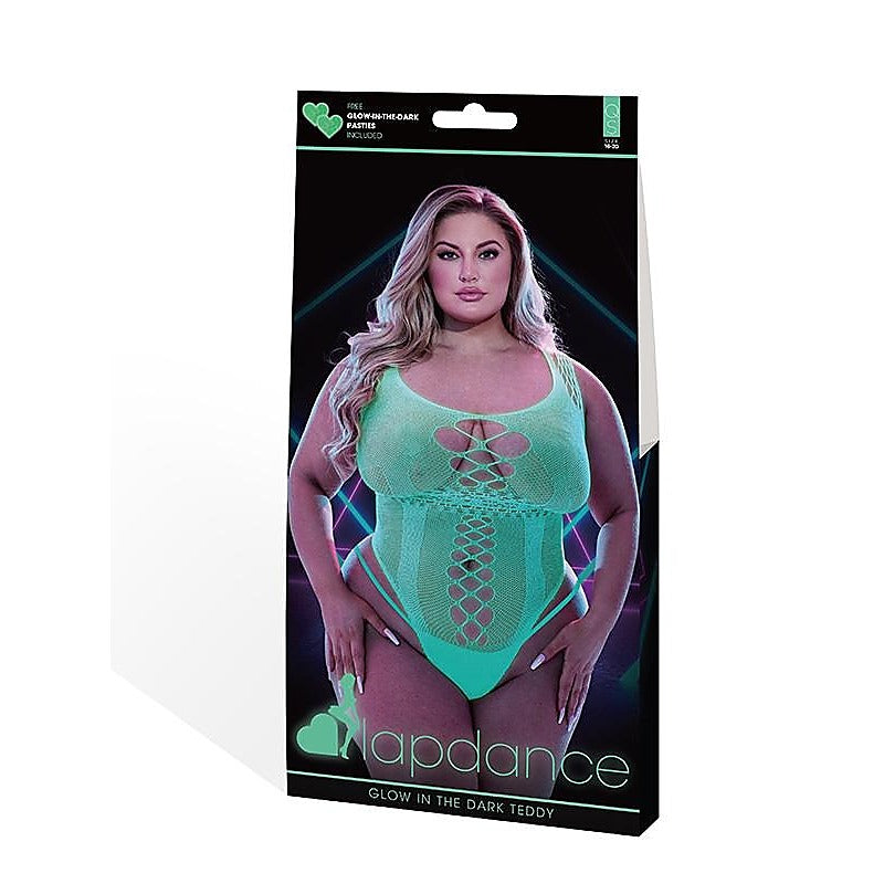 Lapdance Lingerie Glow In The Dark High Cut Teddy Queen - Teddies and Bodysuits
