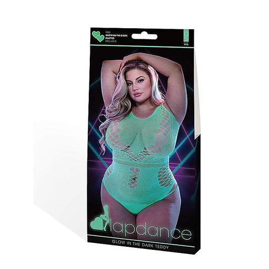 Lapdance Lingerie Glow In The Dark Teddy with Fishnet Design Queen