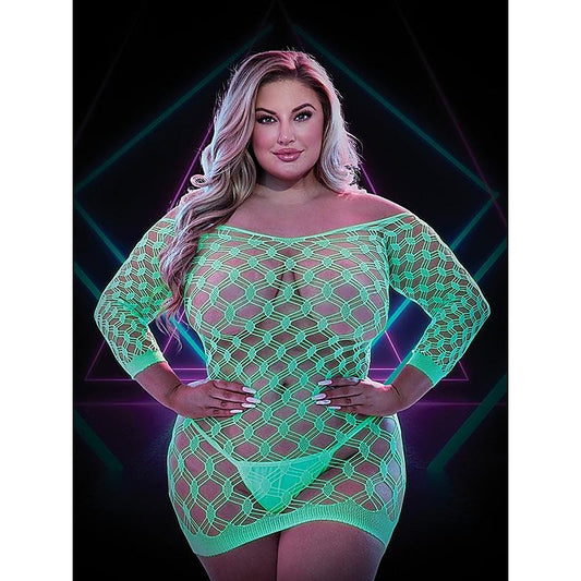 Lapdance Lingerie Glow In The Dark Mini Dress with Sleeves Queen