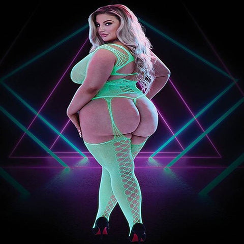 Lapdance Lingerie Glow In The Dark Fishnet Keyhole Bodystocking - Body Stockings