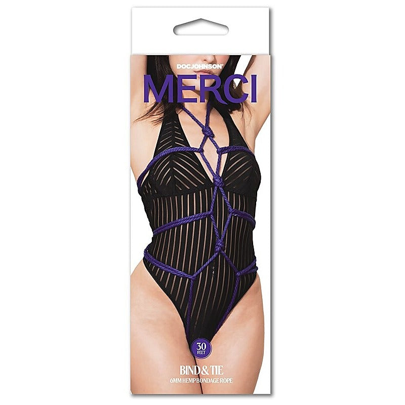 Kink Merci Bind and Tie 6mm Bondage Rope 30 Feet Violet - Cuffs and Restraints