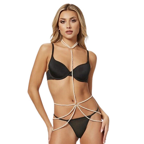 Pearl Chain Choker and Harness by Seven 'til Midnight - Her Fetish