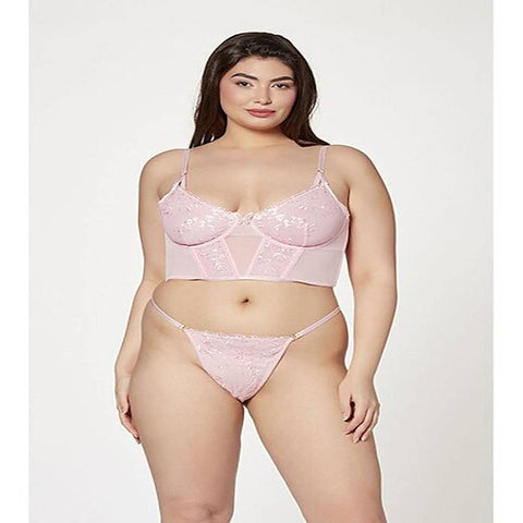 Seven Til Midnight 2 Piece Bustier And Thong Panty Set Pink - Bustiers and Corsets