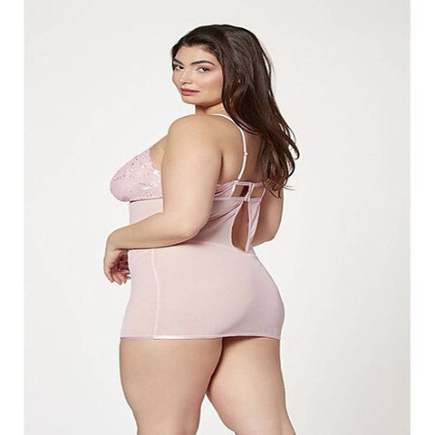 Seven Til Midnight 2 Piece Slim Fit Chemise And Thong Panty Set Pink - Babydolls and Chemises