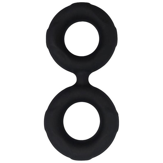 Playful Nero Liquid Silicone Connected Cock Ring - Silicone Cock Rings